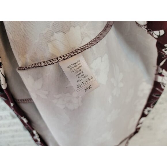 Jessica London Womens Dress 28W Plus Short Sleeve Casual Burgundy FLO149XE - Picture 11 of 12